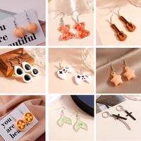 creative cute kids earrings for women geometric guitar heart animal bear cross drop earrings unique personality jewelry gift