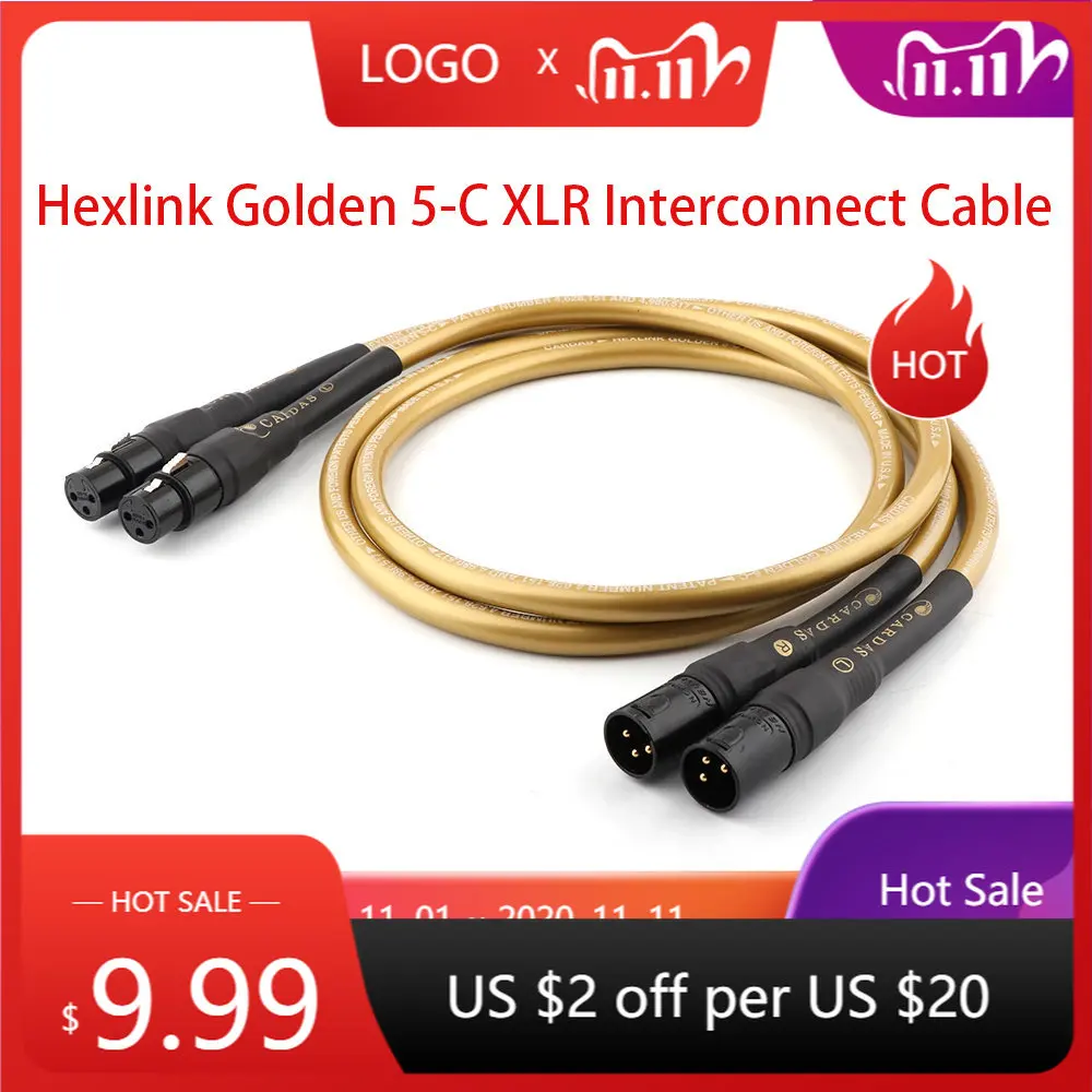 Высококачественный HI-End Hexlink Golden 5-C Соединение XLR cardas Hexlink Golden 5-C акустический кабель пара 1 м сбалансированный сигнальный провод
