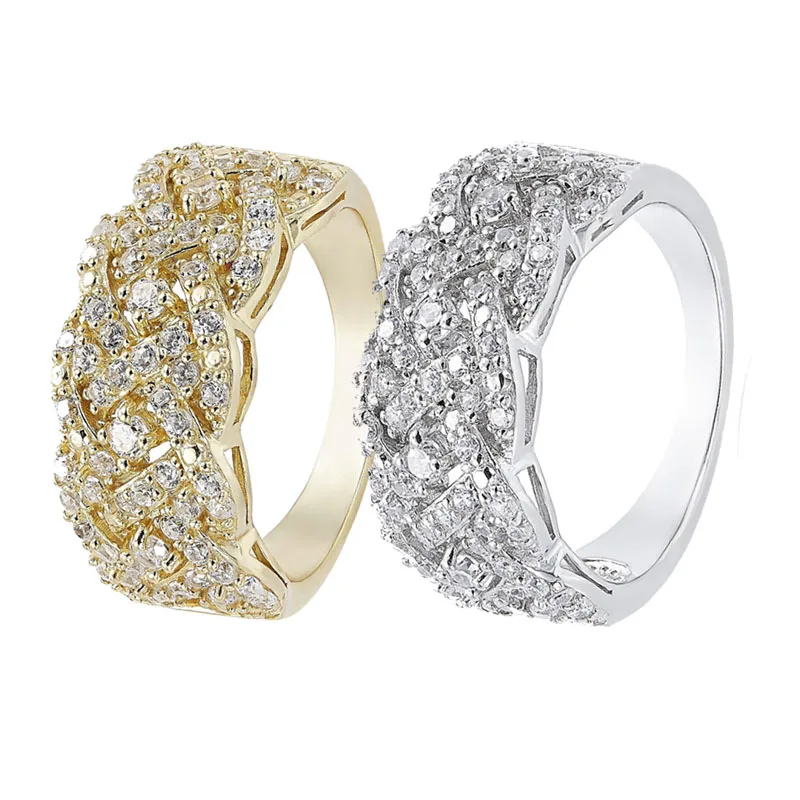 

Wholesale Fashion Temperament Ladies Golden Cross Braided Ring with Zircon Rings for Women Whole Sale Jewelry