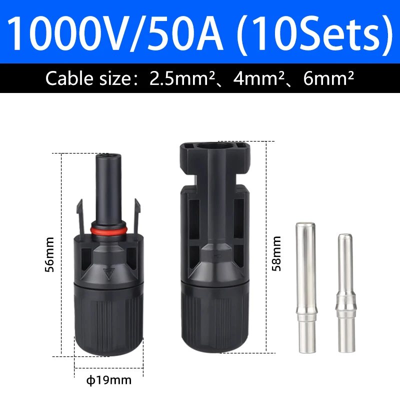 

10 пар IP68 PV солнечный соединительный кабель штекер и гнездо панели и фотоэлектрические системы 2,5/4/6 мм2 1000 В 30A гаечный ключ