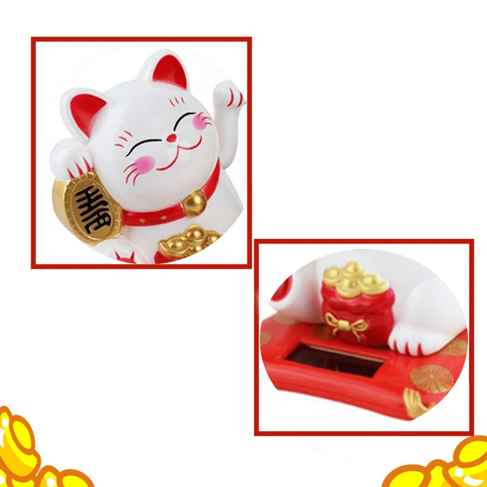 

Solar Waving Arm Beckoning Fortune Cat Japanese Shaking Hands Lucky Cat Checkout Counter Decor Home Office Decoration
