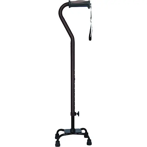 

Adjustable Quad Cane for Right or Left Hand Use, Black, Small Base