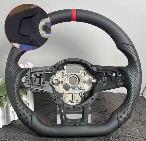 Руль с красной строчкой и кожаной перфорацией, подходящий для Golf 7, оригинальный руль GTI