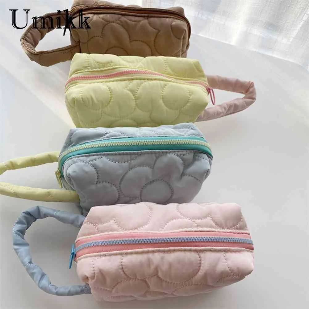 

Fashion Cotton Padded Flower Pattern Handbag Winter Make Up Bag Travel Cosmetic Case Storage Toiletry Bag