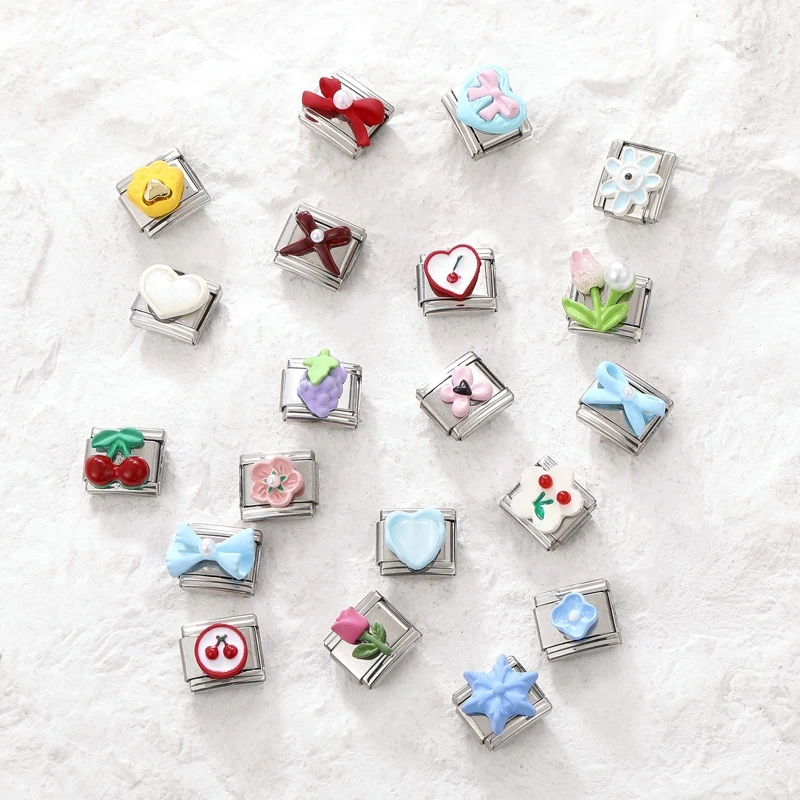 Y2k Шарм Розовый Лук Любовь Тюльпан Роза Орхидея Итальянские Шарм-звенья Подходит