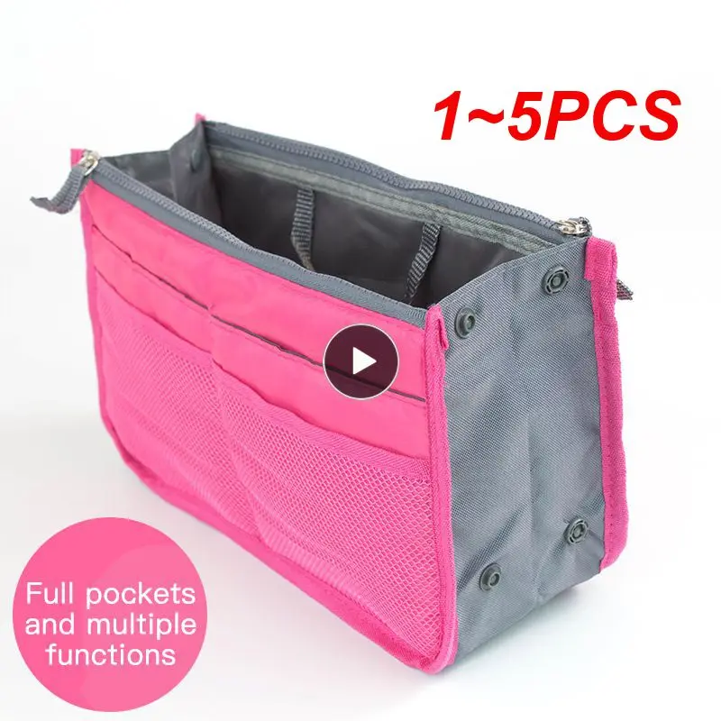

1~5PCS Fashion New Double Zipper Bag Travel Storage Bags Large Liner Nylon Organizer Tidy Folding Handbag Organizer 11 Colors