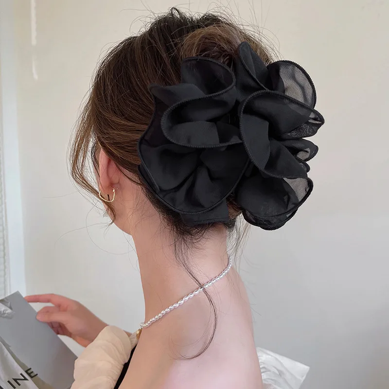 Черная Заколка Для Волос Shantung Женская Модная Повязка С Цветочным Узором Розы