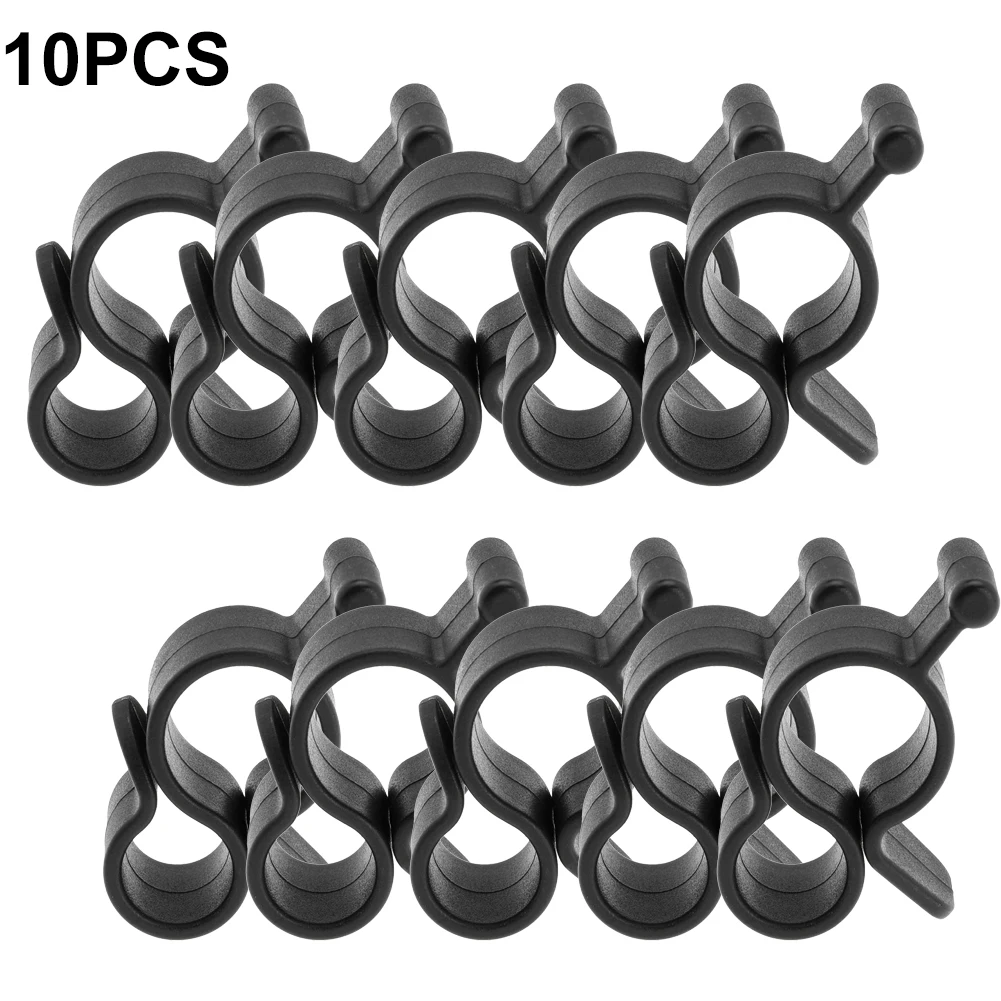 

10Pcs Camping Awning Hooks Clips RV Tent Hangers Light Hanger Black Plastic Rope Clamp 40x29mm Tent Hooks For Caravan Camper