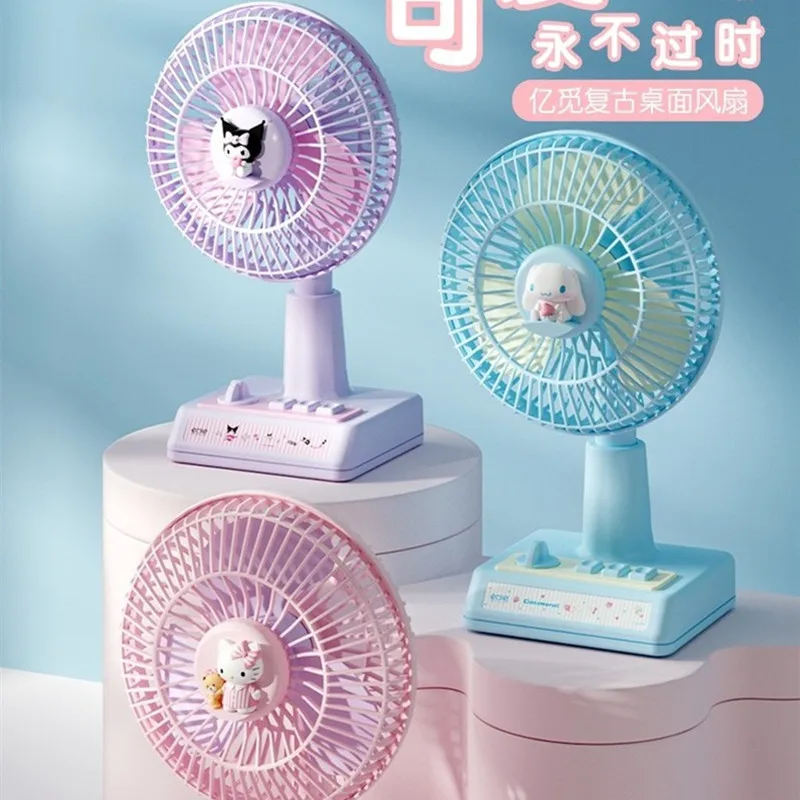 

Kawaii Sanrioed Anime series mymelody Kuromi Cinnamoroll Cute Fashion Girl Heart Moving Head Mute Portable Usb Charging Fan