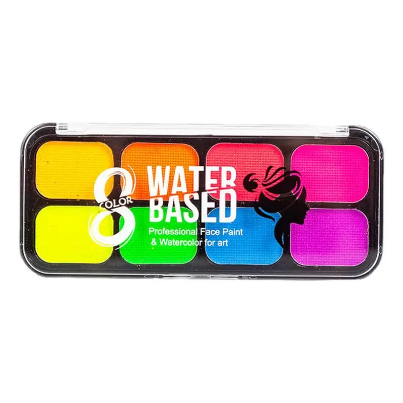 

Краска для лица и тела, пигментированная Водорастворимая искусственная краска, безопасная краска для лица, 8 цветов, товары для Хэллоуина, краска для лица для здоровья