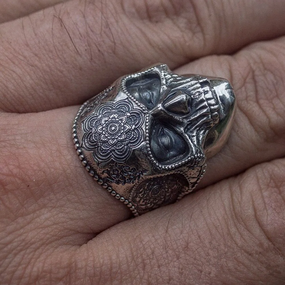 Мужское кольцо из нержавеющей стали 316L Винтажное с изображением мандалы цветка
