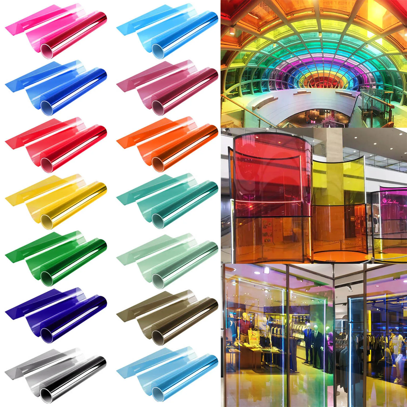 Оконная стеклянная наклейка двухсторонняя прозрачная цветная декоративная