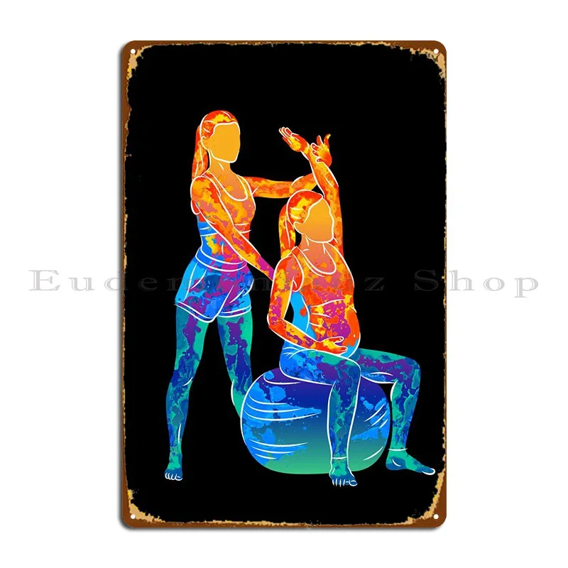 

Woman Doing Fitness Ball Metal Sign Funny Home Club Bar Personalized Club Tin Sign Poster