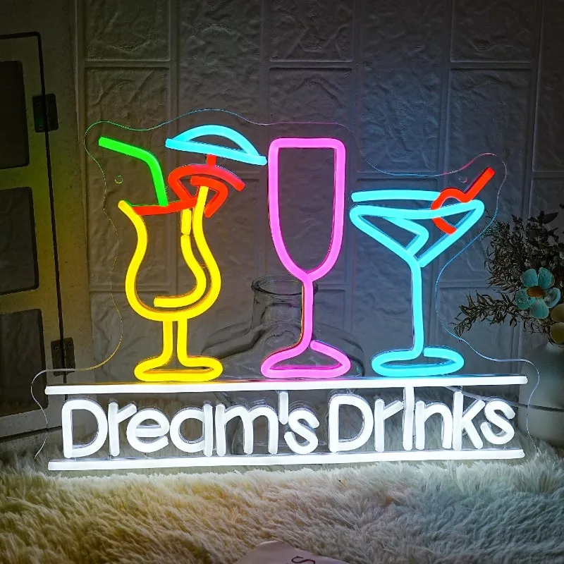 XM Drink Неоновый Свет Украшения Бар Dream's Drinks Цвет Светодиодный Спальня Напиток