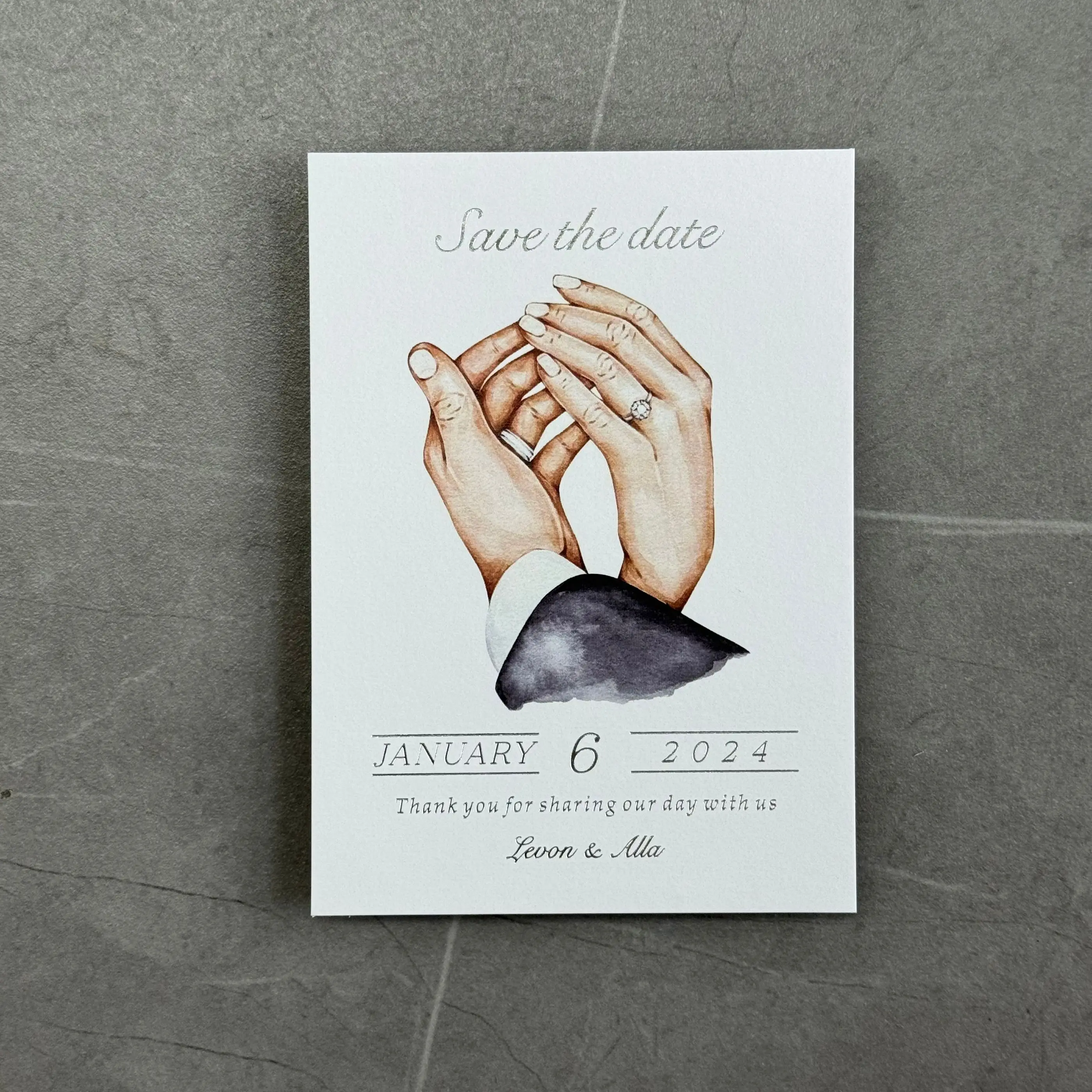 4*6 ''Серебристая фольга карты сохранить дату свадебные приглашения с