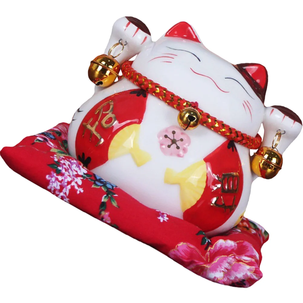 

Cat Bank Piggy Lucky Manekineko Figurine Ceramic Statue Fortune Decor Wealth Saving Chinese Decoration Mini Box Shui Feng New