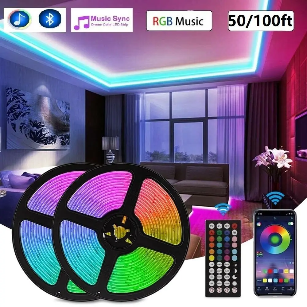 Умная Светодиодная лента с Bluetooth 5 м 10 20 RGB 5050 SMD гибкая светодиодная для стены