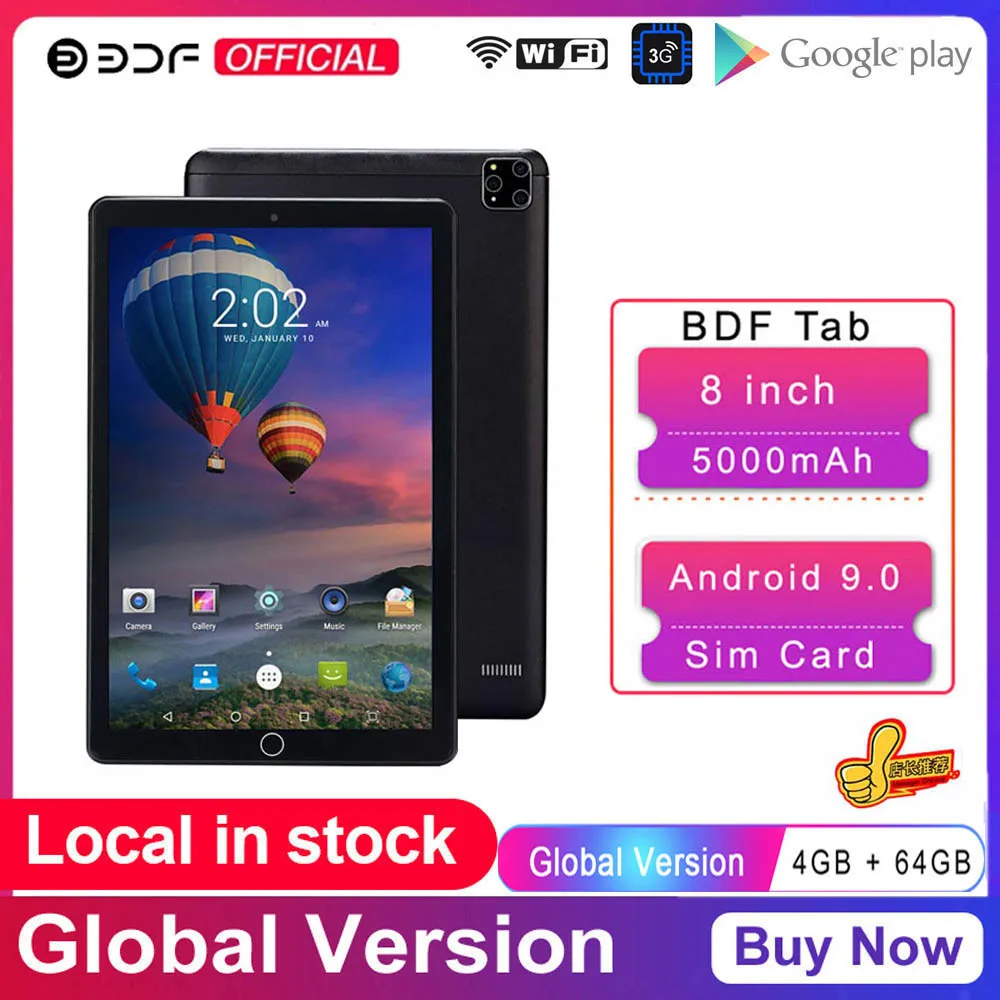 New 8 Inch Original Tablet Pc Google Play Android 9.0 Octa Core 3G Network Phone Call Tablets Bluetooth WiFi 4GB RAM 64GB ROM