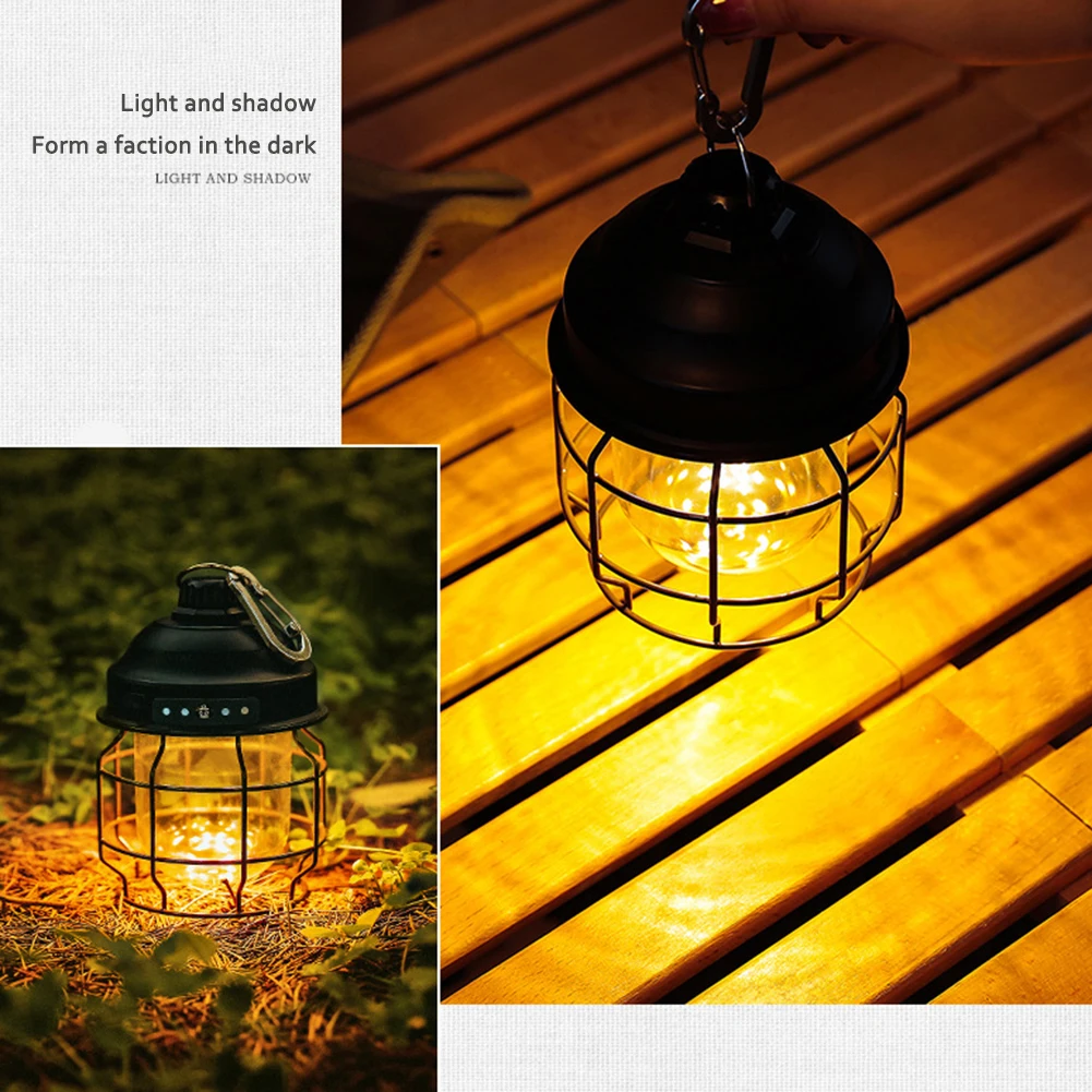 

LED Camping Light USB Rechargeable Outdoor Tent Lamp with Hook Portable Emergency Lanterns for BBQ Hiking Searchlights