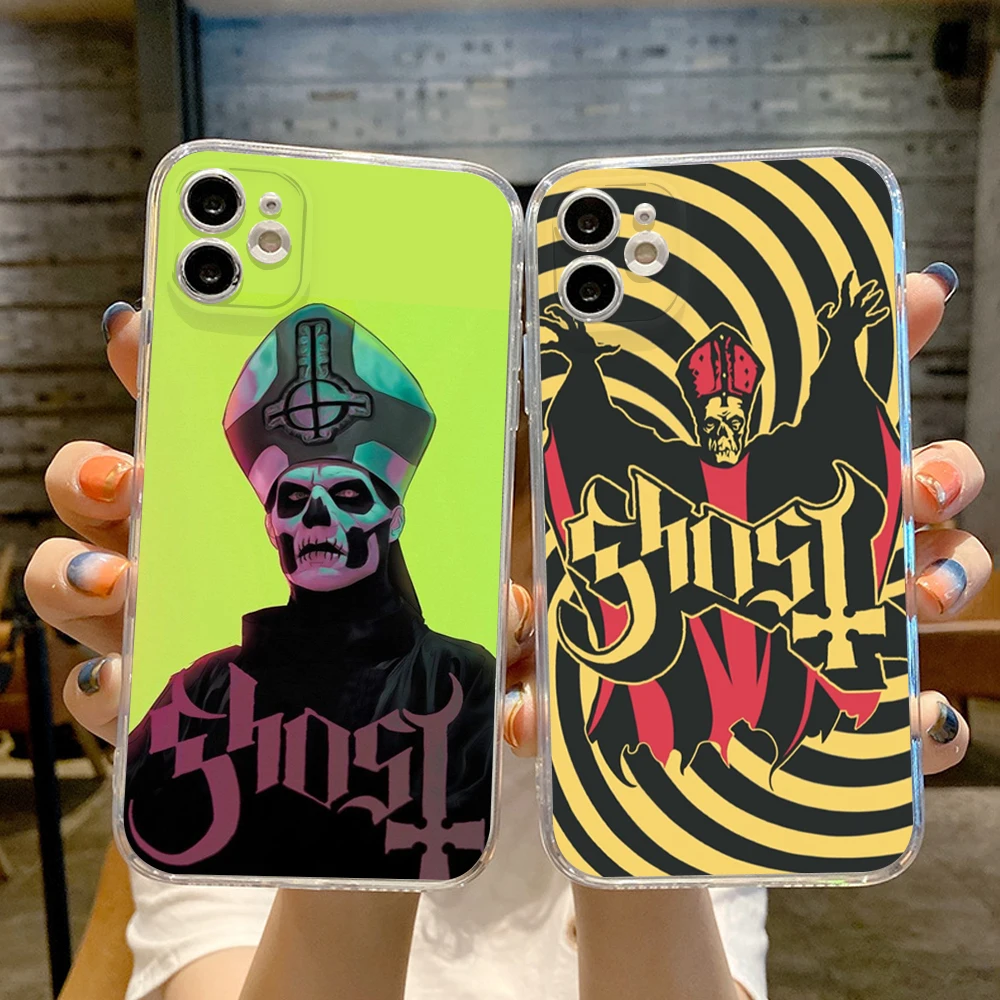 

Ghost Heavy Metal Band Phone Case for Transparent iPhone14 13 11 12 pro XS MAX Mini 8 7 Plus X SE 2020 XR 14pro Silicone Cover