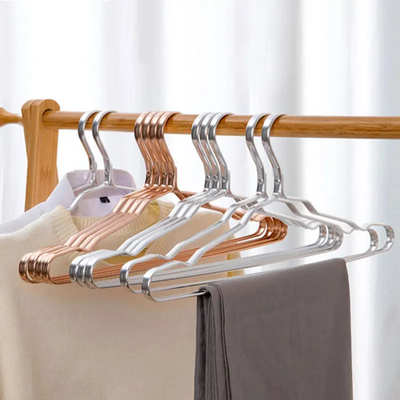 

Aluminum Alloy Coat Hanger Adult Clothes Hangers 1cm Wide Body Anti-slip Drying Rack Wardrobe Space Saver Clothing Storage Rack