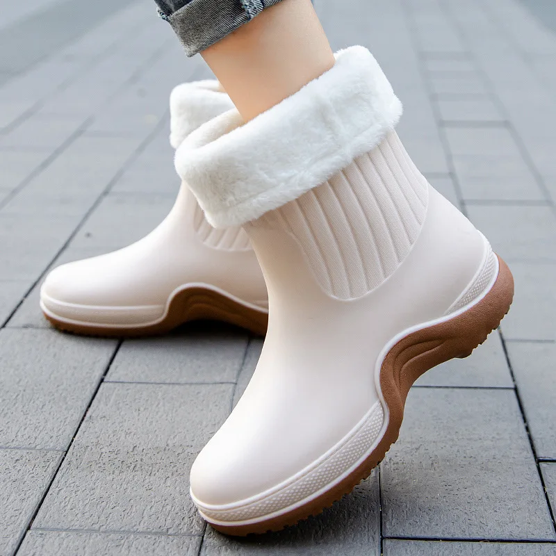 

Ladies Comfortable Rain Boots Outdoor Non-slip Waterproof Women's Shoes Fashion Daily Warm Rain Boots Rubber Overshoes2023