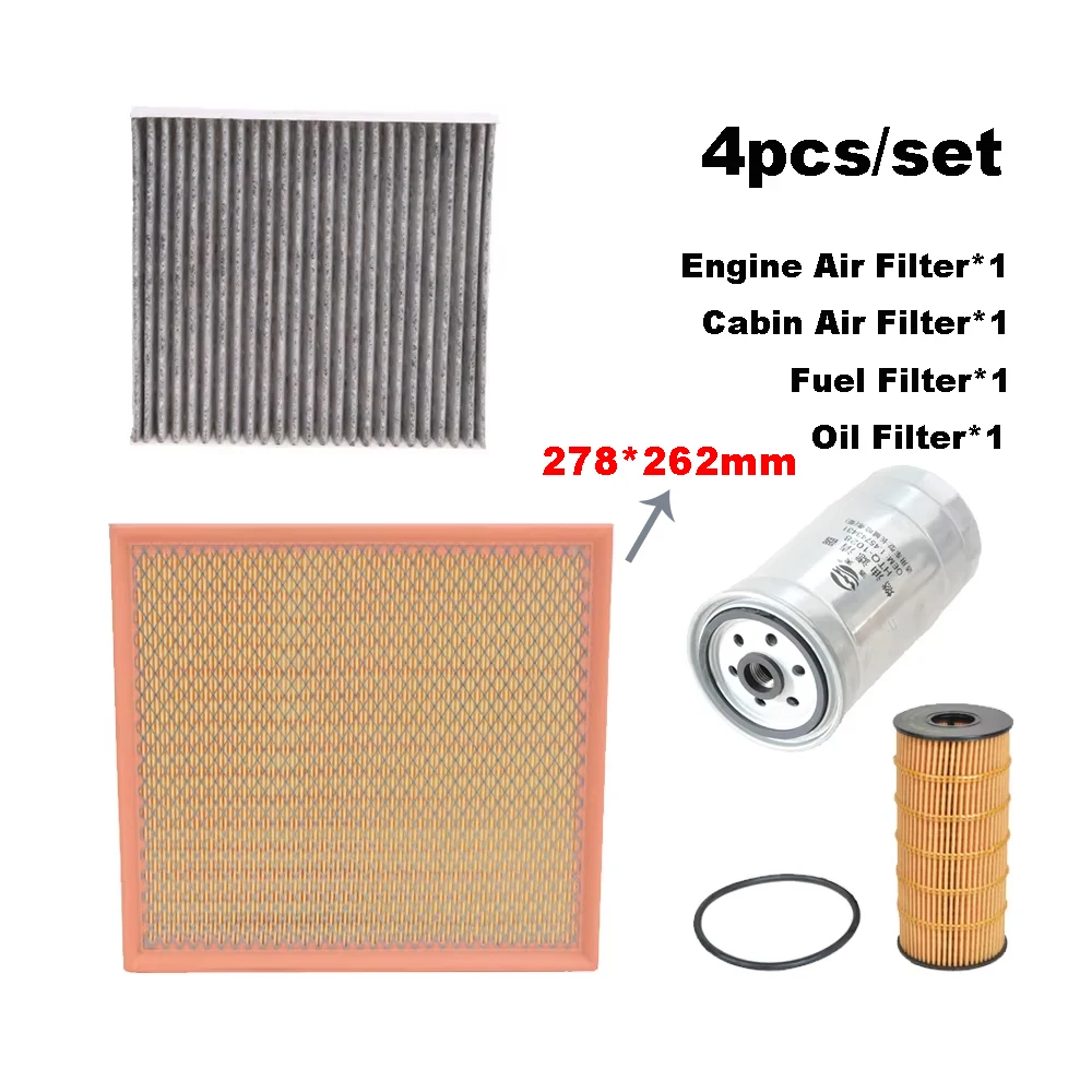 Набор фильтров из 4 шт. для DFM Dongfeng Rich 6 DF6 2.3TDI-Diesel 2022 2023 M9T60A Комплекты фильтров для салонного двигателя A/C для свежего воздуха, топливного масла
