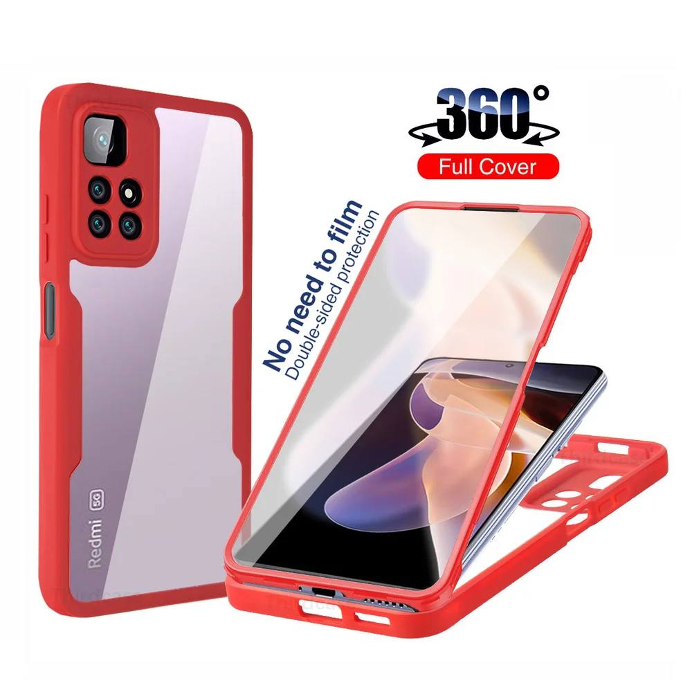 Противоударный чехол с полным покрытием 360 градусов для Xiaomi Redmi 10C 9A 9AT 9C NFC двойной