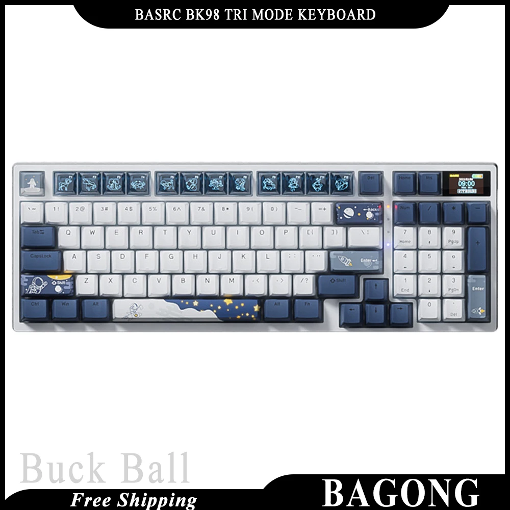 

Механическая клавиатура Basc Bk98, клавиатура Tri Mdoe, геймерская Bluetooth беспроводная Rgb подсветка, мужской аксессуар для компьютера, ПК, игровые подарки
