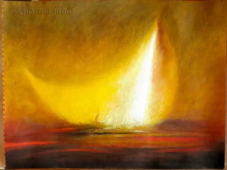 

Yellow Orange Shine art Pastel art Shine Abstract Surrealism painting Walldecor Traditionalart Original Modernart contemporary