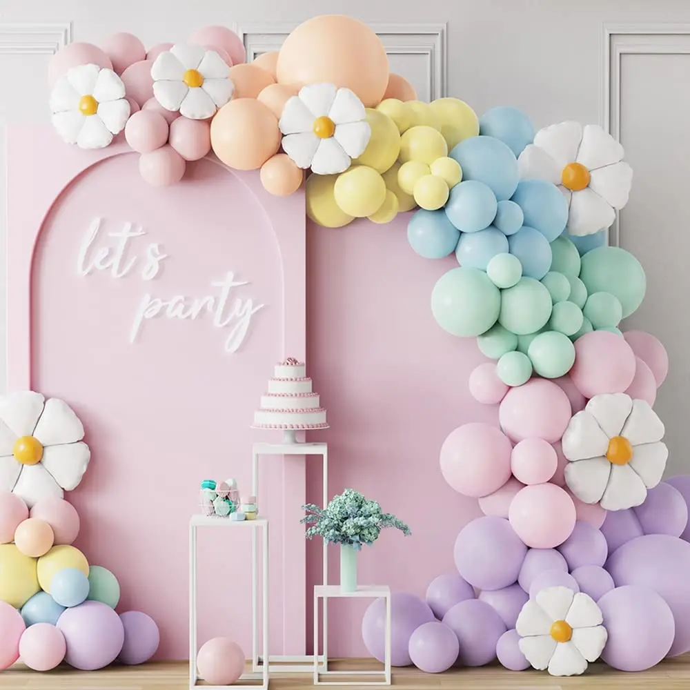 

160pcs White Daisy Balloon Macaron Pastel Balloons Garland Arch Kit Baby Shower Girl Princess Birthday Party Wedding Decorations
