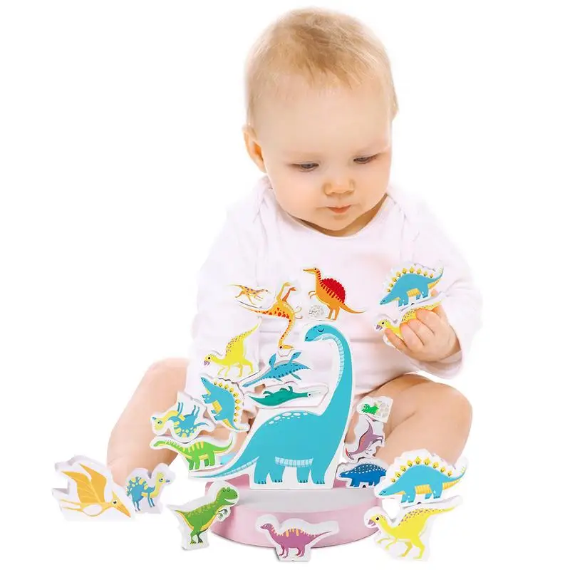

Kids Stacking Toys Dinosaur Stacker For Boys Wooden To Cultivate Patience Parent-Child Relationship Concentration Practical