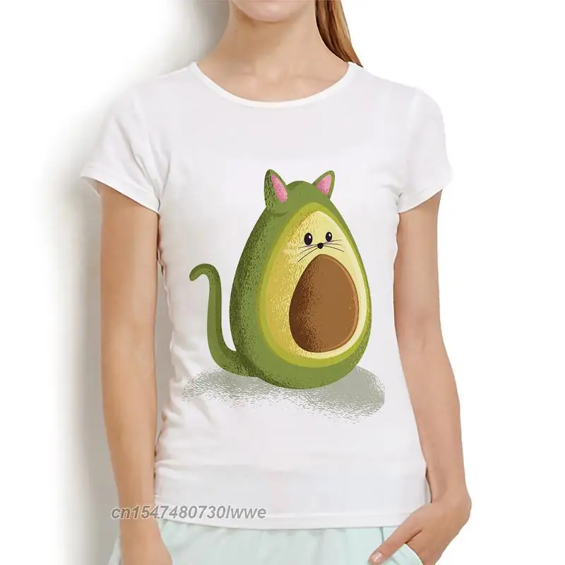 

Cute Avocado Cat Avocat Funny T Shirt Men/Women 100% Cotton Holiday Casual Femme Girl Kawaii Streetwear Tshirt