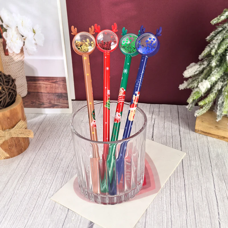 5 шт. подарочная ручка для письма мультяшные рога оленя блестящие блестки гелевые