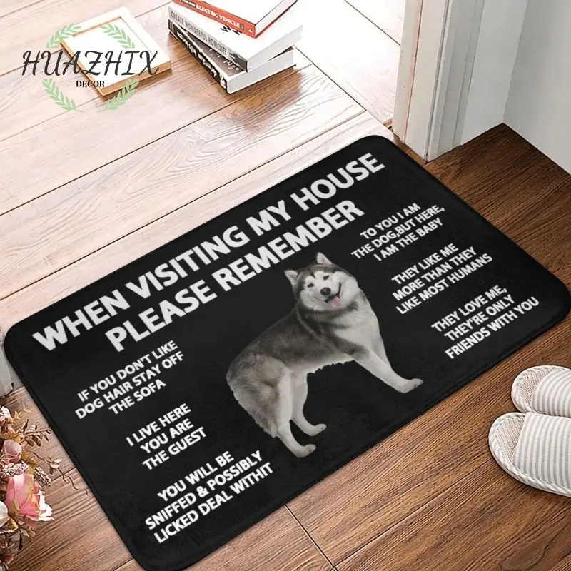 

Siberian Husky Carpet Doormat Non-Slip Mat Bathroom Living Room Kitchen Rug Soft Flannel Cute Dog Pattern Floor Door Entrance