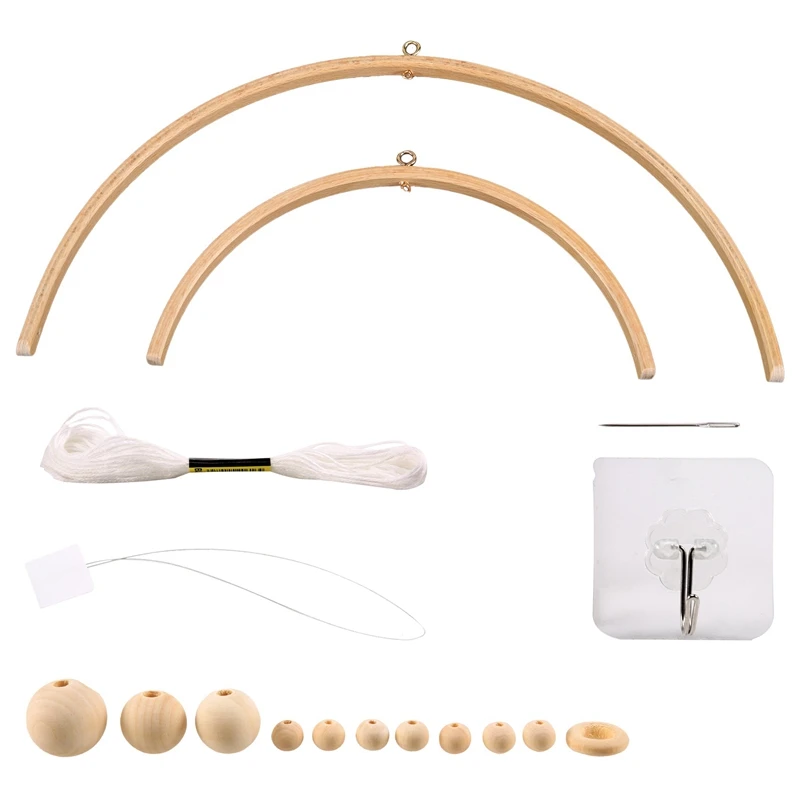 

SEWS-Bed Bell для младенцев, DIY деревянная Мобильная рамка для рукоделия, натуральное дерево, Мобильный комплект, колокольчики, Колокольчик для комнаты, 17 шт.
