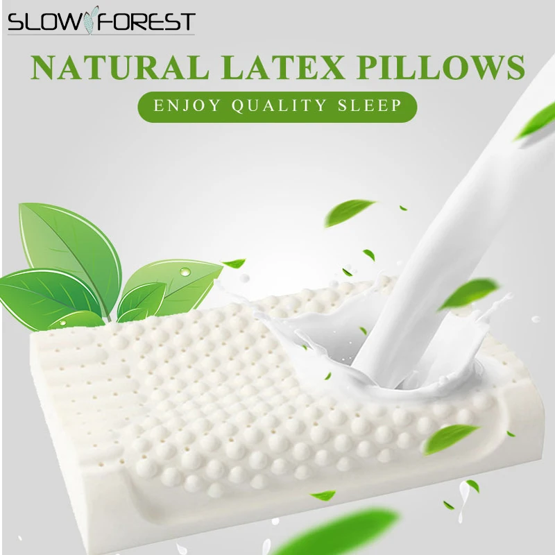 

55x35cm Thailand Pure Natural Latex Pillow Remedial Neck Protect Vertebrae Health Care Orthopedic Pillow Slow Rebound
