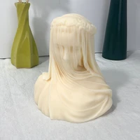 new 3d art veiled woman silicone candle mold diy handmade aroma candle wax mould plaster resin mold craft home decoration