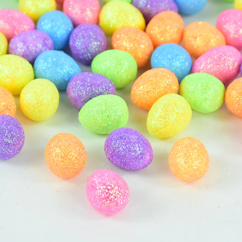 

80Pcs 1.5x1.8cm Mini Colorful Foam Easter Eggs DIY Wreath Decoration Accessories Kids Gifts Happy Easter Party Pigeon Bird Eggs