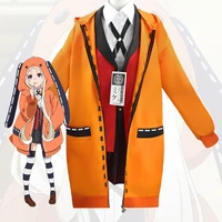 rune yomozuki runa cosplay costume anime kakegurui compulsive gambler women orange hoodie zip jacket coat