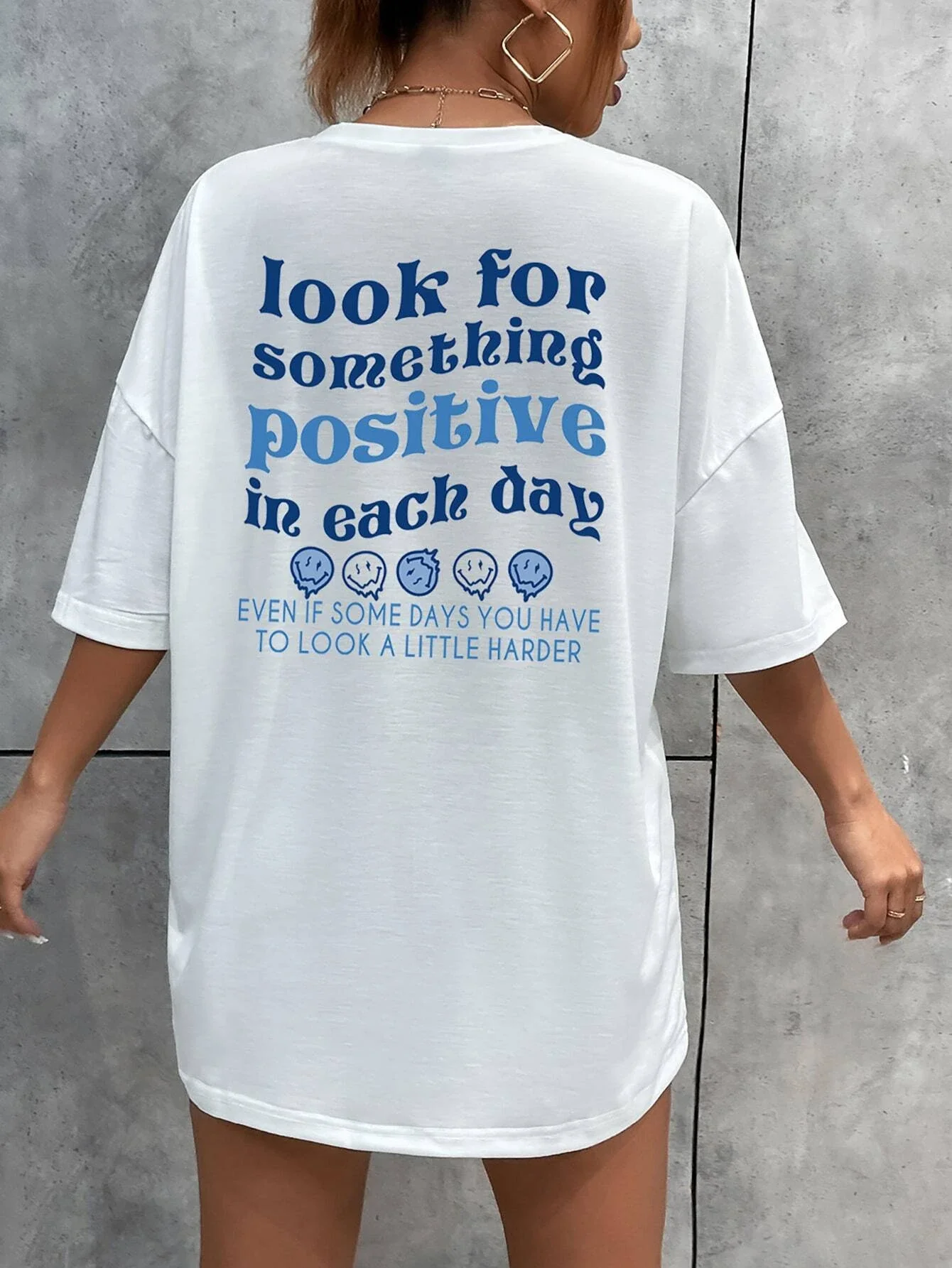 

Slogan & Expression Print Drop Shoulder Tee