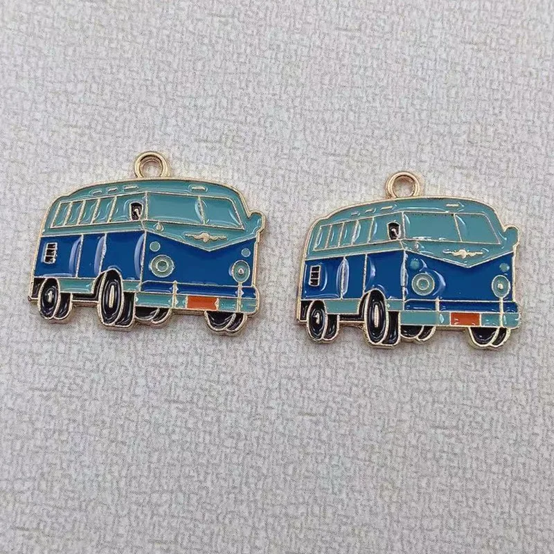

10pcs Bus Enamel Charm for Jewelry Making Supplies Cute Earring Pendant Bracelet Necklace Keychain Charms Diy Accessories