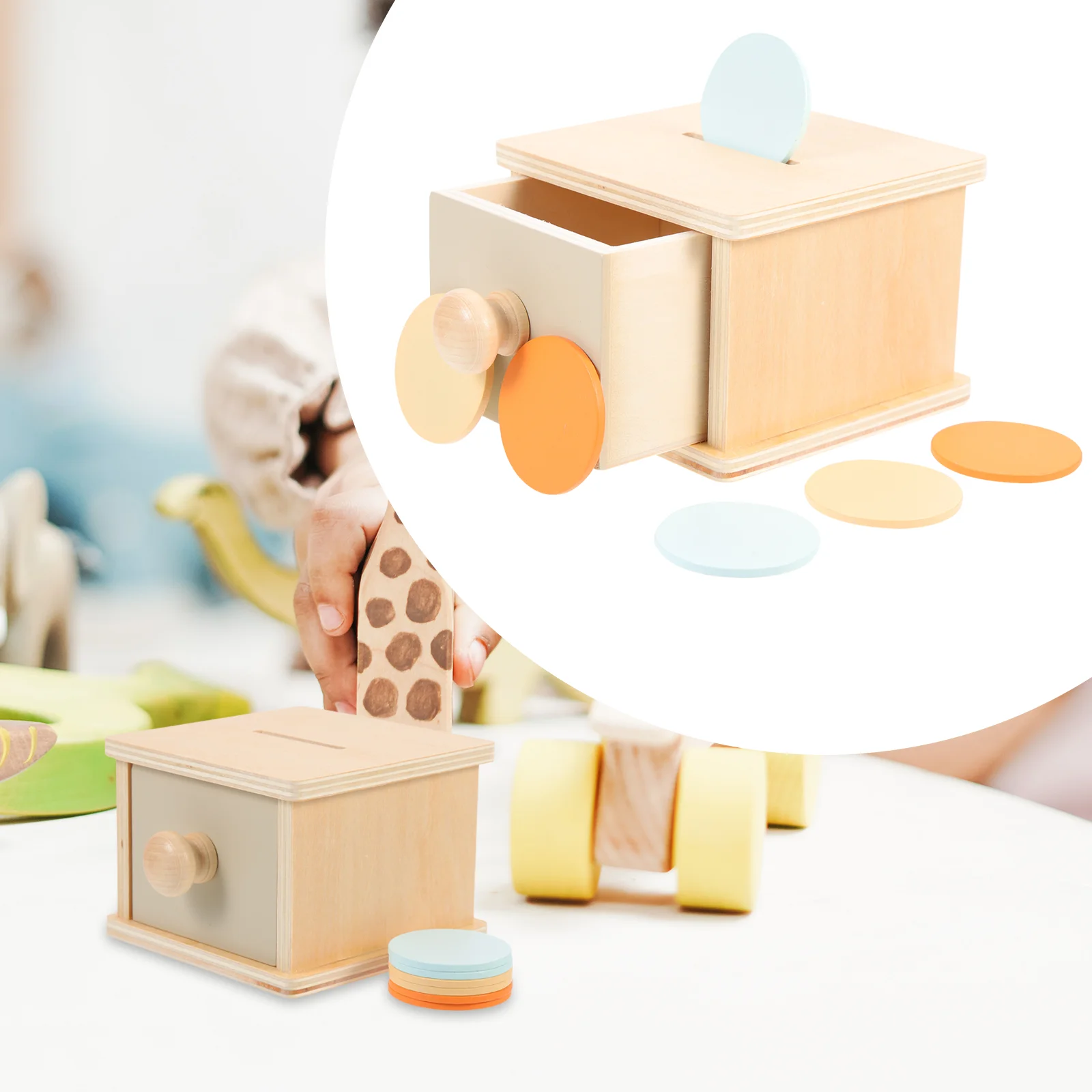 

Cash Piggy Bank Wooden Storage Box Educational Toys Toddlers Kid’s Money Baby Sports Lottery Sorting Skills Preschool Learning