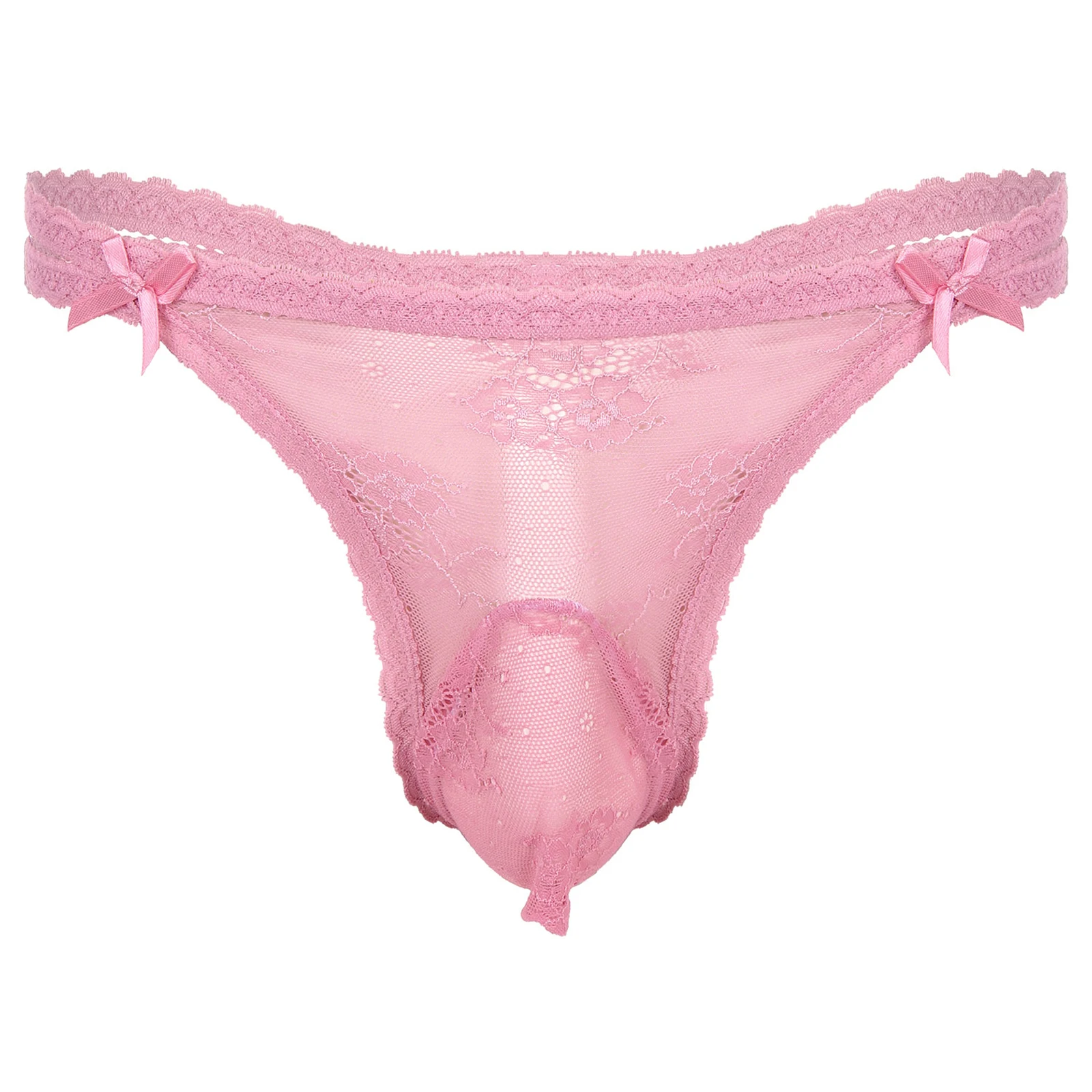 

Mens Sexy Lace Bulge Pouch G-strings Lingerie See-through Lace Strappy Thongs Low Rise T-back Sissy Underwear Panties for Man