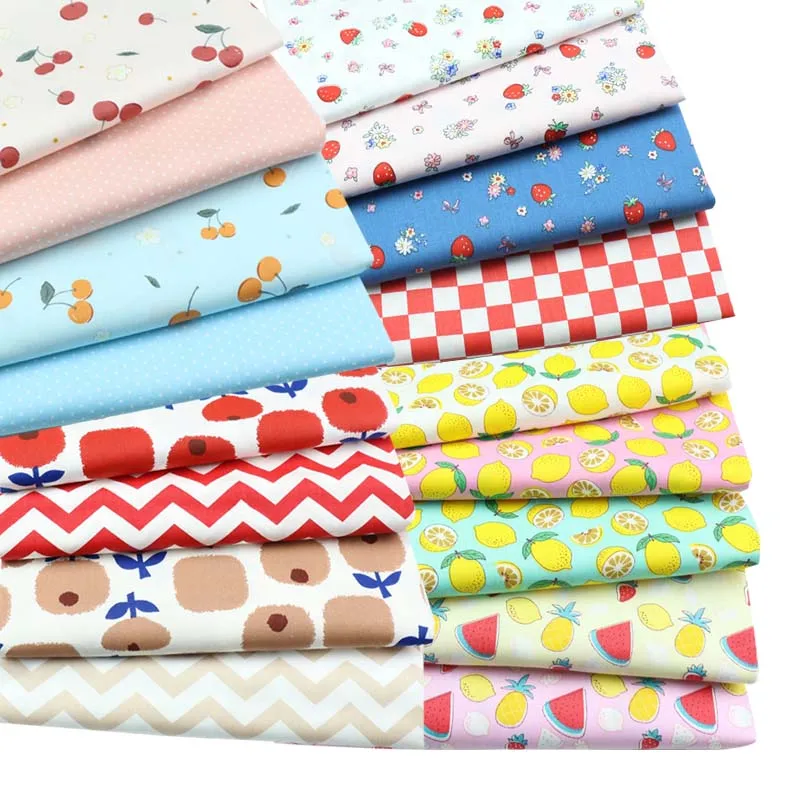

2022 New 100% Cotton Twill Fabric Fruit Cherry Strawberry Lemon Watermelon for DIY Kids Clothes Dress Handwork Quilt Craft Decor