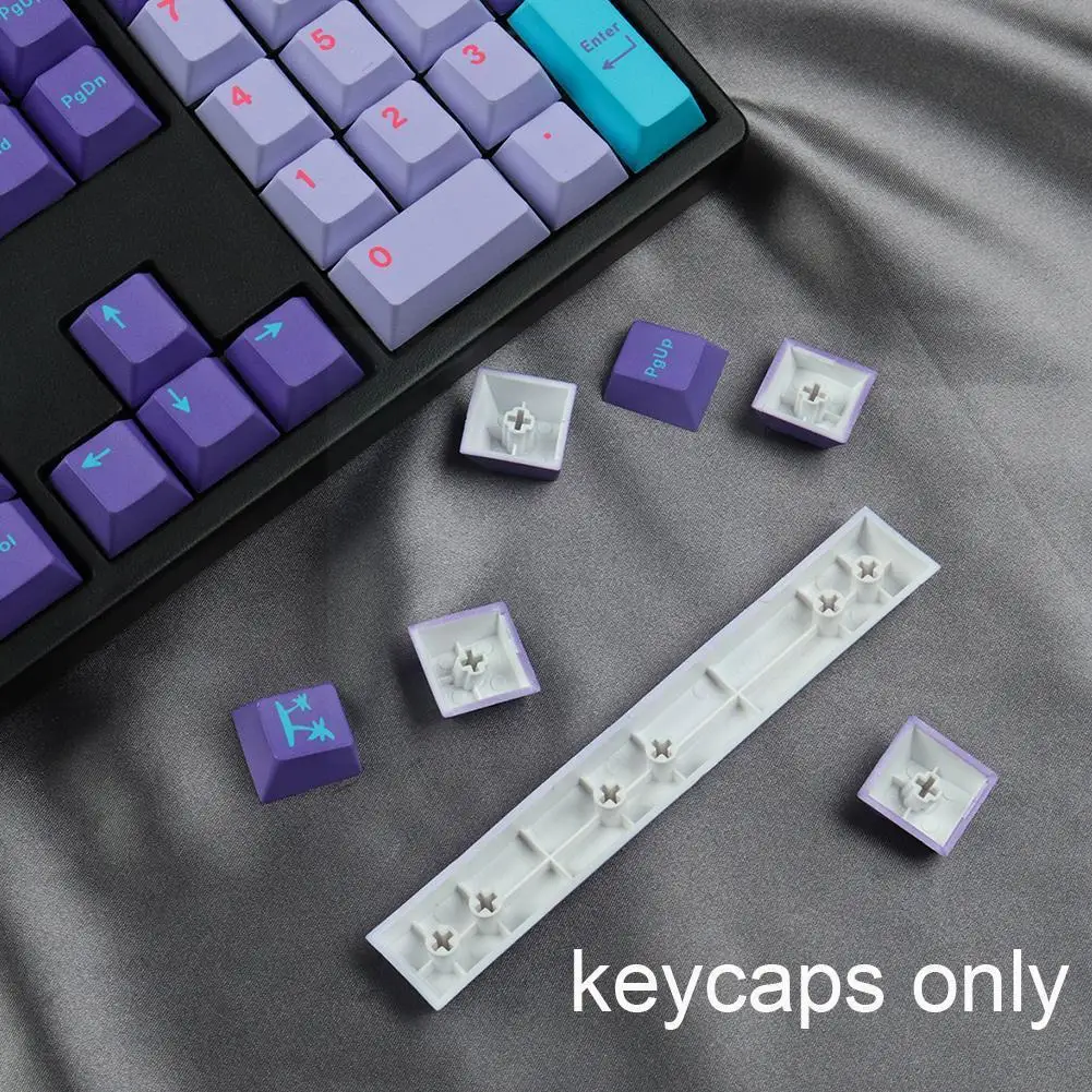 Gmk Vaporwave Game Keycap 129 Keys Pbt Five-sided Sublimation Purple Mechanical Keyboards Keycaps For Color Matching Keycap T5g4