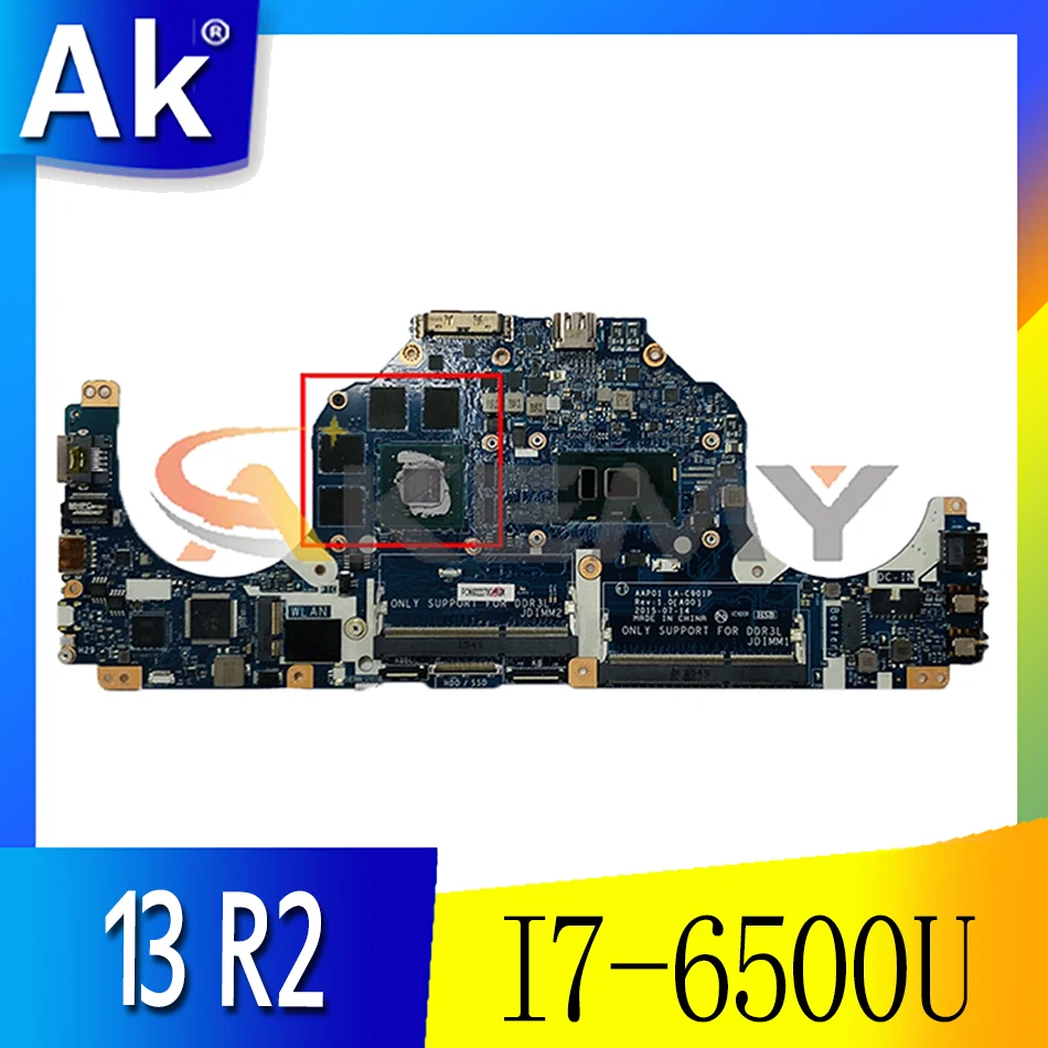 

For Dell alienware 13 R2 laptop motherboard LA-C901P motherboard CPU I7 6500U GPU GTX960M tested 100% work Mainboard