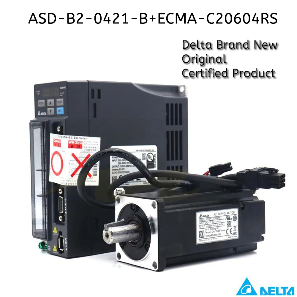 Delta AC B2 Servo 400W ASD-B2-0421-B ECMA-C20604RS ECMA-C20604SS Brake 0.4KW 1.27NM 60mm Flange Motor Drive Kit & 3m Cable