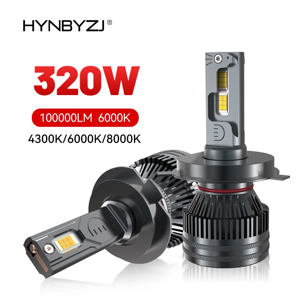 

HYNBYZJ 320W High Power 100000LM H7 H4 H11 LED Headlight H1 H8 H9 HB4 HB3 9005 9006 9012 Turbo Lamp4300K 6000K 8000K Car Light