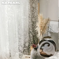 napearl european style striped jacquard design ready made sheer curtains drapes simple modern tulle organza living room window